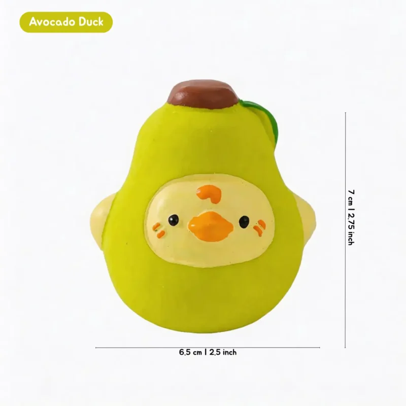 Avocado Duck Fruitie Friends Squeaky Dental Chew Toy for Small Dogs in a green avocado duck design