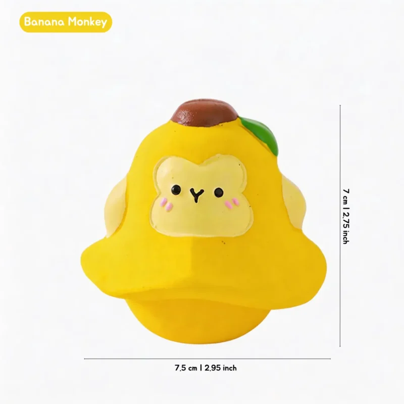 Banana Monkey Fruitie Friends Squeaky Dental Chew Toy for Small Dogs in a cute yellow banana animal design