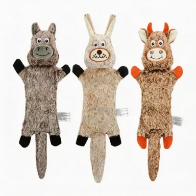 Farmyard Floppy Plush Dog Toy Cow Rabbit Donkey Farmyard Floppy Plush Dog Toy in cow, rabbit and donkey designs for soft indoor dog play