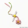 Flower Bloom and Leaf Spring Cat Wand Replacement with a pink plush flower, white petal wings, ribbons, and clip