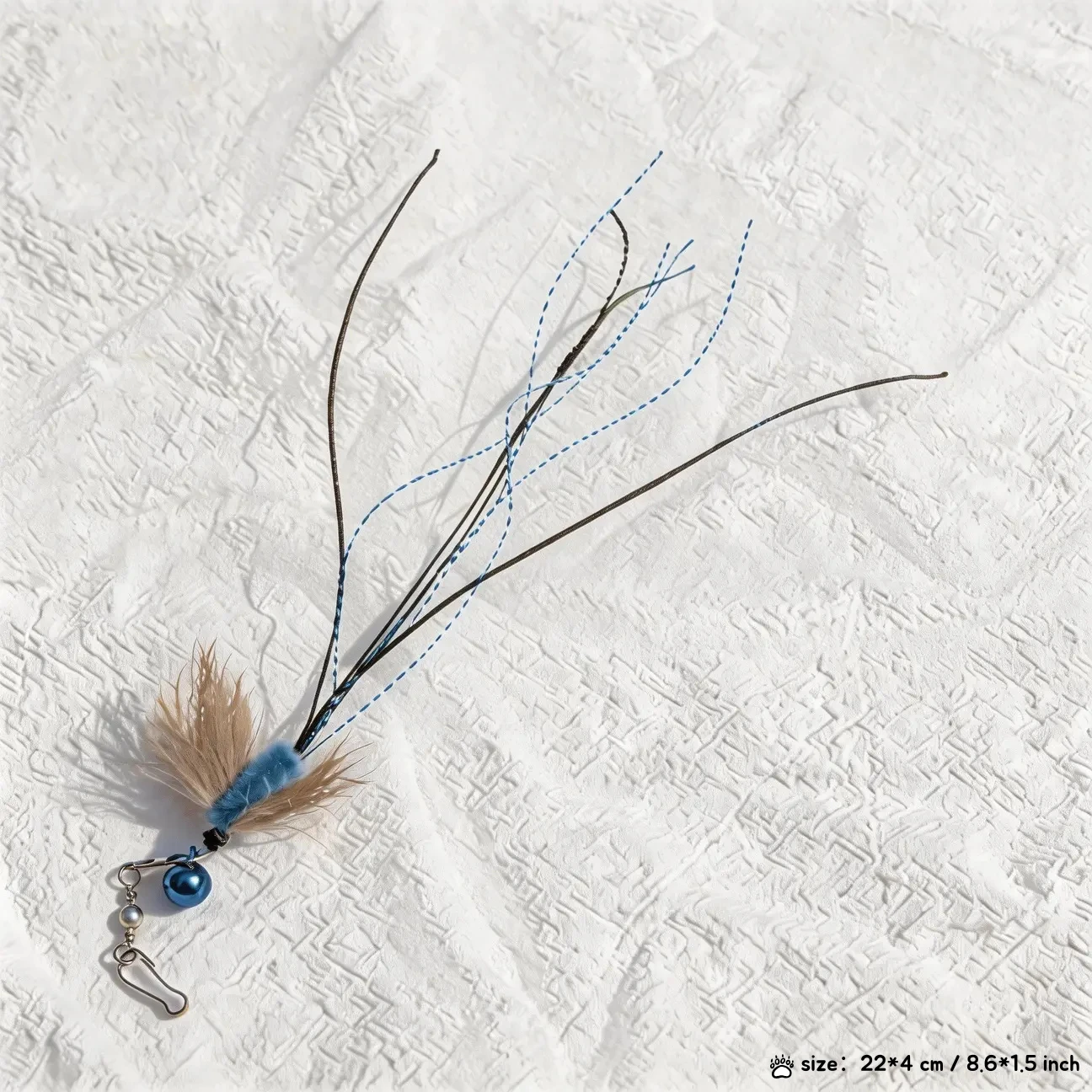 Blue Deer Hair & Peacock Feather Fly Cat Wand Replacement