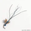 Blue Deer Hair & Peacock Feather Fly Cat Wand Replacement with blue fuzzy body, natural deer hair wings, peacock feather strands, blue bell, and 22 cm fly-shaped teaser design.