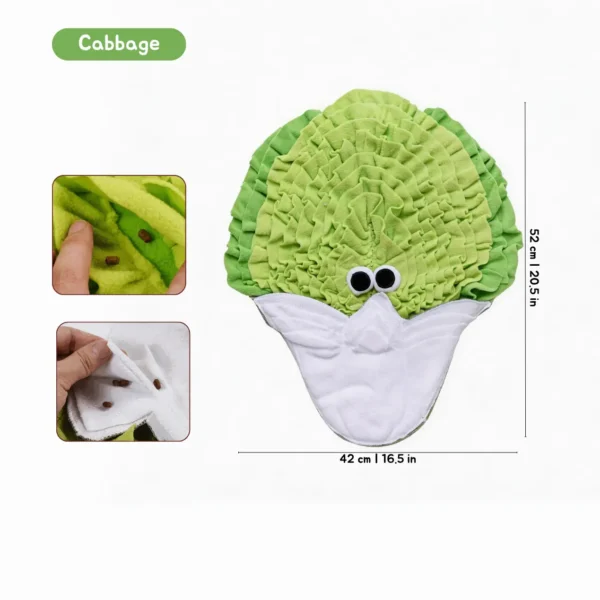 Crispy Cabbage VeggiePup Garden Snuffle Foraging Mat with treat-hiding folds for slow feeder play and boredom relief