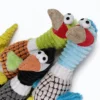 Close-up of Beaky Buddy Long-Neck Squeaky Plush Dog Toy with textured plush body, long beak and soft details