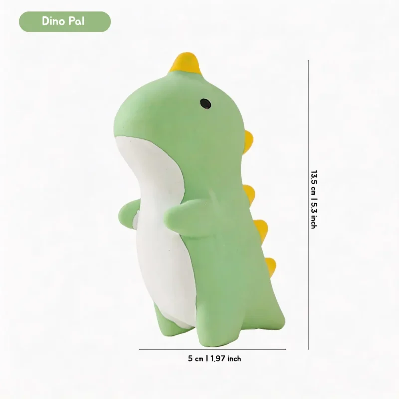 Dino Pal Fruitie Friends Squeaky Dental Chew Toy for Small Dogs in a soft green dinosaur shape