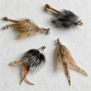 Floofy Fox Fur & Feather Hemp Cat Wand Replacement