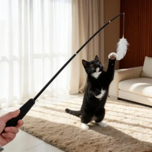 Foam Grip 4-Section Super-Stretch Cat Teaser Wand 180cm Max Reach