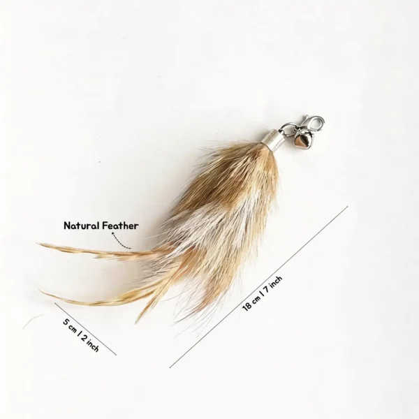 Honey Tan Hemp Rope Floofy Fox Fur Cat Wand Replacement with tough twisted hemp tails for interactive cat play