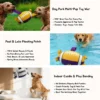 Poolside Tug Football Floating Dog Toy shown with dogs playing tug, pool fetch, and indoor bonding, highlighting 360° grab tabs, floating play, and couch-friendly tug fun.