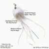 Jellyfish Rabbit and Deer Fur Cat Wand Replacement showing genuine rabbit and deer fur, iridescent tinsel tails, bell clip, and 24 cm size.
