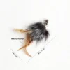 Midnight Gradient Feather Floofy Fox Fur Cat Wand Replacement with dark fox fur and natural feather tail