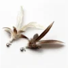 Natural Unbleached Feather Cat Wand Replacement set with Ivory Cream and Chocolate Spotted feather refills for sensory indoor cat play.