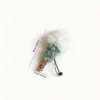 Mint Silvervine Fluffy Lollipop Cat Chew Toy with white rabbit fur, mint curly body, natural silvervine chew stick, and 10 cm size guide.
