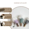 Silvervine Fluffy Lollipop Cat Chew Toy infographic showing rabbit fur, natural silvervine stick, dental chew support, and boredom-busting cat play.