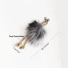 Slate Gray Hemp Rope Floofy Fox Fur Cat Wand Replacement with fluffy gray fox fur and twisted hemp rope tails