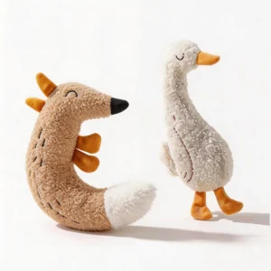 Teddy Fleece Fox & Duck Crinkle Cat Kicker Toy | Soft Plush Self-Play Anxiety Relief Toy for Indoor Cats