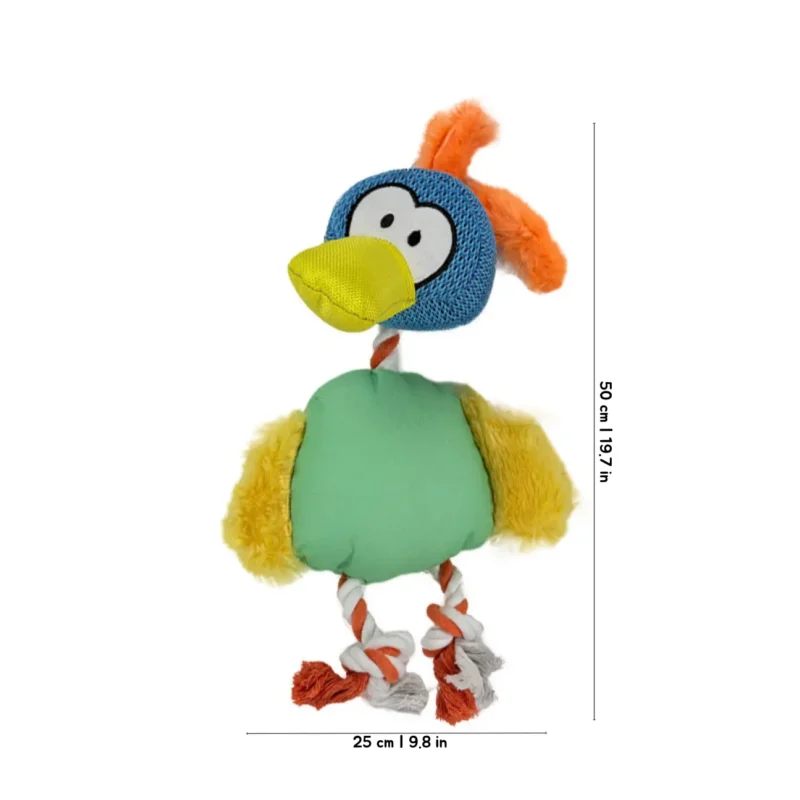 ToucanTuff Tug Chew Plush Rope Dog Toy Size ToucanTuff Tug & Chew Plush Rope Dog Toy size chart showing a 50 cm by 25 cm plush toucan toy for medium and large dogs.