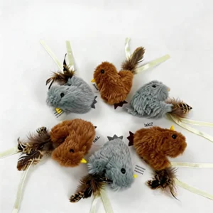 Touch Activated Fuzzy Chirp Interactive Bird Cat Toy for Indoor Cats