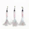 Woolie Shimmer Fish Cat Wand Replacement displayed from multiple angles with holographic fish scales, jingle bell, and flowing crinkle tail.