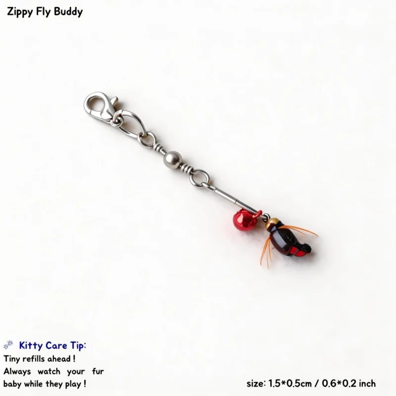 Zippy Fly Buddy mini fly cat wand replacement with black and red bug body for cats who lock onto small moving targets
