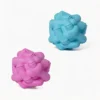 Bamboo Texture Dog Chew Ball set in Candy Pink and Poolside Blue, showing two knot-style textured chew balls on a white background.