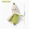 Banana Buddy crinkle plush dog toy with soft ribbed corduroy texture, measuring about 8.26 inches long.