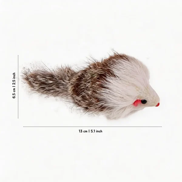 Brown Rabbit Fur Mouse Scent Enrichment Cat Toy with 13 cm length and soft natural fur texture