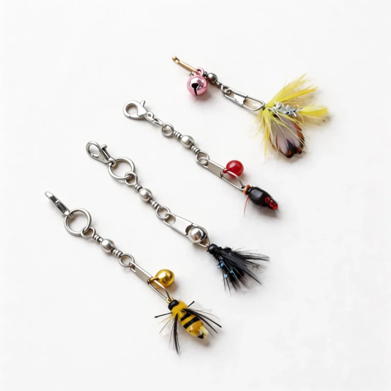 Bug Bite Buddies 4-Pack Cat Wand Replacement set with mini bee, gnat, fly and moth refills for focused indoor cat play