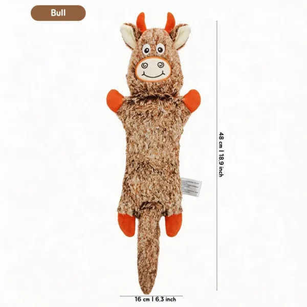 Cow Farmyard Floppy Plush Dog Toy with soft fuzzy texture and long floppy body, 48 cm