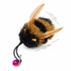 bumble-bee-cat-teaser-toy-size-5cm-feather-wing-attachment Bumble bee cat teaser toy replacement attachment showing 5cm size, fluffy insect body, feather wings, and clip connector details.