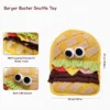 Burger Fast Food Snuffle Mat Dog Toy, shown as a Burger Buster Snuffle Toy with multi-layered crevices for hidden treats, built-in BB squeaker, and 20 x 27 cm size.