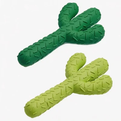 Cactus Natural Rubber Dog Chew Toy Desert Green and Fresh Lime Cactus Natural Rubber Dog Chew Toy in desert green and fresh lime color options