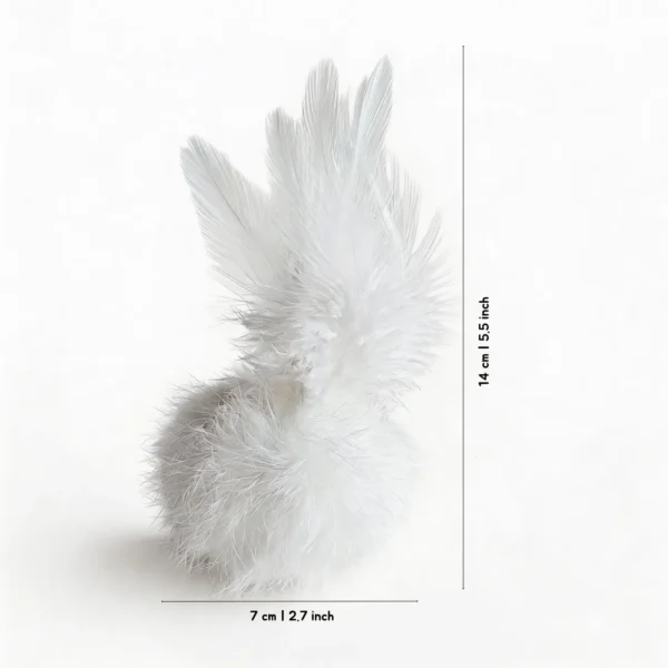Cloud White Bunny Fur Scent Enrichment Cat Toy with white bunny fur and feather tail, 14 cm tall and 7 cm wide