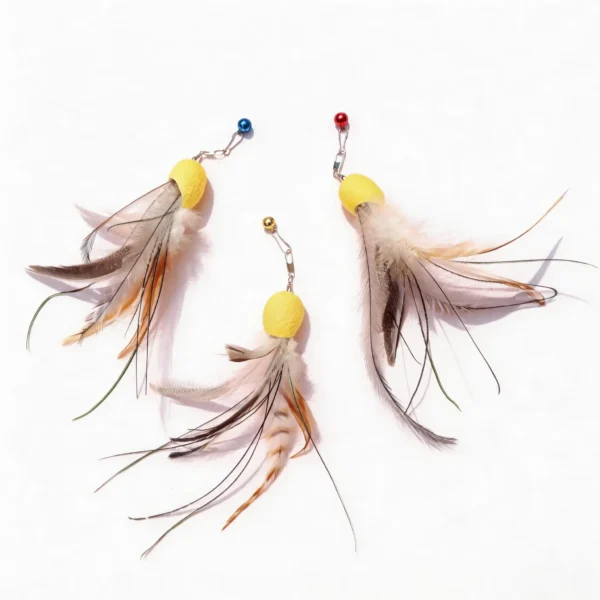 Cocoon Octopus Cat Wand Replacement set with fluttering natural feathers and cocoon heads designed to spark indoor cats’ hunting instincts