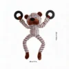 Cozy Bear Floppy Critter Chew Ring Plush Dog Toy with soft striped plush body and chew ring handles.