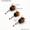 Three Deer Fur Buzzy Bee Cat Wand Replacement refills showing a lifelike bumblebee shape, natural deer fur, fluttery feather wings, bright eyes, and colorful bells.