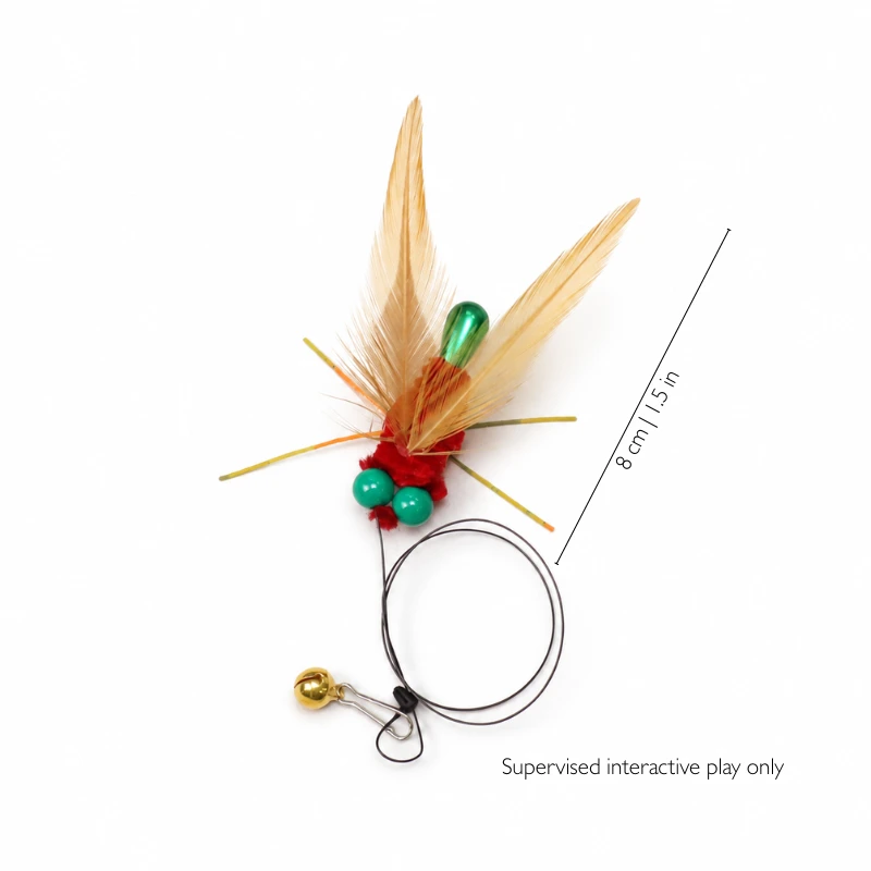 dragonfly-dream-cat-feather-toy-replacement-size Dragonfly Dream cat feather toy replacement with lightweight wings, colorful details, and bell attachment for interactive hunting play.
