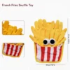French Fries Fast Food Snuffle Mat Dog Toy with soft plush fries, red-and-white striped pouch, cartoon eyes, and 20 x 27 cm size.