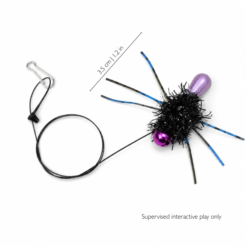 garden-spider-bug-cat-toy-replacement Garden Spider bug cat toy replacement featuring long legs, textured body, and a flexible attachment for interactive stalking and chasing games.
