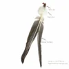giant-goose-feather-cat-wand-refill-size Giant goose feather cat wand toy refill with fluffy Bunny Fur, Silvervine and bell, measuring approximately 35 x 10 cm on a white background.