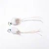 Two Jellyfish Rabbit and Deer Fur Cat Wand Replacements with soft fur tufts, metal clips, colored bells, and long shimmering teaser tails.