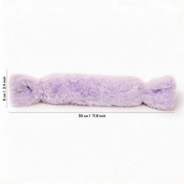 Lavender Cloud Bunny Candy Rabbit Fur Candy Cat Kicker Pillow with 30 cm length, soft rabbit fur texture, and candy-shaped design.