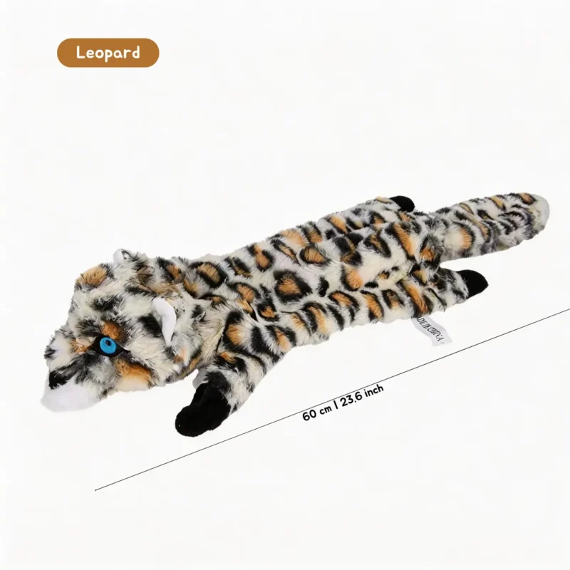 Leopard Jungle Hunter No-Stuff Squeaky Plush Dog Toy, 60 cm spotted no-stuff plush toy for tug and shake play