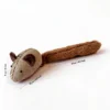 Green Long-Tail Crinkle Mouse Cat Toy with patterned burlap mouse body and plush tail, shown with size details: 5 cm high, 10 cm body, and 21 cm total length.