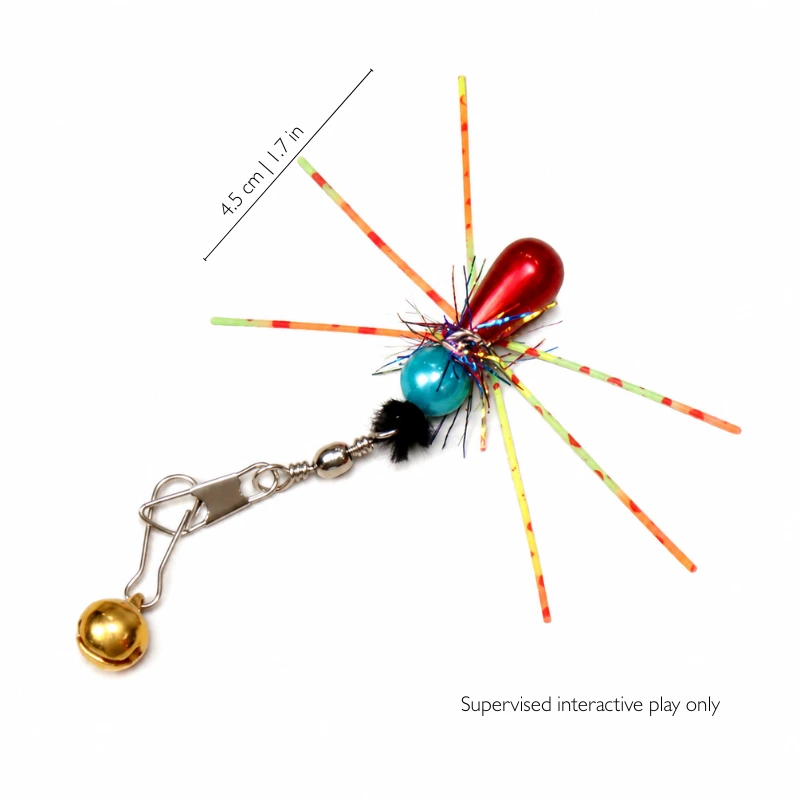 midnight-firefly-bug-cat-toy-wand-replacement Midnight Firefly bug cat toy wand replacement with shimmering details and a small bell designed for curious cats who like to hunt.