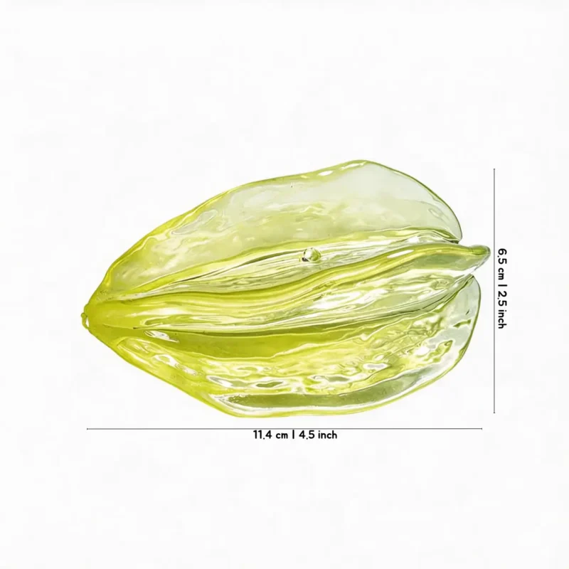 Milky Starfruit Natural Rubber Dog Chew Toy Size Guide Milky Starfruit Natural Rubber Dog Chew Toy size guide showing a translucent starfruit shape measuring 11.4 cm long and 6.5 cm tall.