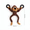 Mischief Monkey Floppy Critter Chew Ring Plush Dog Toy with brown corduroy plush body, black chew rings, floppy limbs, and 28 x 24 cm size.