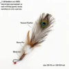 Peacock Eye Shimmer Wild Feather and Silvervine Cat Wand Replacement with natural peacock feather, bunny fur, and silvervine for visual hunting play.