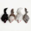 Rabbit Fur Mouse Scent Enrichment Cat Toy in black, brown, white, and grey colors for indoor cats