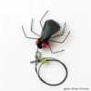 Green wing realistic feather bug cat wand replacement with red bead eyes and long insect legs.